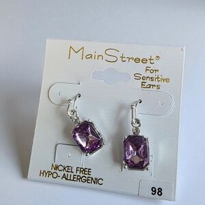 Mainstreet Purple Earrings for Sensitive Ears